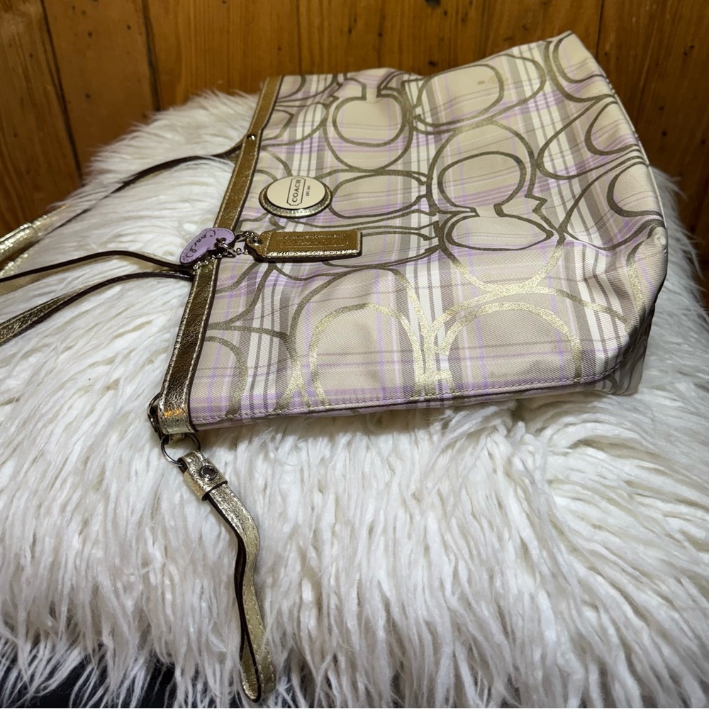 Coach F17474 Signature Multicolor Tartan Tote Shoulder Bag - Picture 6 of 14